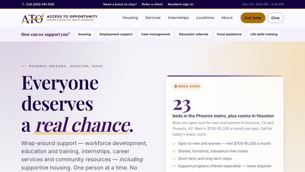 Access to Opportunity website designed by Right Way Branding