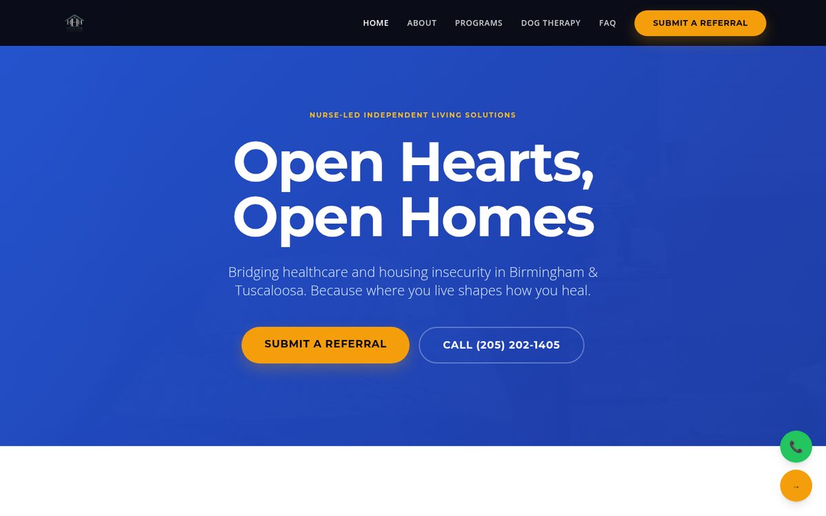 Hunter Hearts & Homes website designed by Right Way Branding